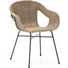 La Forma Sedia impilabile Eltiera in rattan sintetico e struttura in acciaio nero