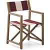 La Forma Sedia pieghevole da esterno Vilara a righe bordeaux e beige in legno massiccio di acacia FSC 100%