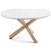 La Forma Tavolo rotondo Lotus Ø 135 cm in MDF laccato bianco gambe in legno massello di quercia