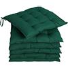 Detex Set 6pz Cuscini per Sedia 45x45x5cm con Lacci Effetto Visco Interni Esterni Cuscino Coprisedia Verde