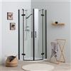 ZIK Box Doccia 90X90 Semicircolare Apertura Battente Nero | Lion