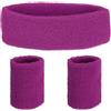 QUARKZMAN Set di Fasce da Sudore in Spugna sport Fascia 7x2 Viola | per Donne Uomini Esercizio Basket Pallacanestro, Assorbente Sudore Assorbe Umidità, per Testa Polsini
