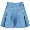 SEAUR Pantaloncini in jeans da ragazza, larghi, elasticizzati, in vita estiva, per bambini, traspiranti, per il tempo libero, corti in jeans, graziosi pantaloni casual, Pantaloncini plissettati,