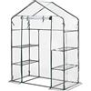 [en.casa] Serra da Giardino con Scaffali a 4 Ripiani Struttura in Acciaio Copertura in PVC Trasparente Porta con Chiusura a Zip Serra a Casetta per Piante Orto 195x140x73 cm