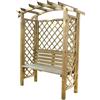 milani home Pergola da Giardino Ad Arco con Panca Cm 160X170X190 H Pergolato Pompeiana in Legno di Pino Verniciato in Autoclave per Esterno