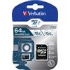 Verbatim 64GB Scheda Micro SDXC Verbatim Pro Class 10 UHS-I incl adattatore [47042]