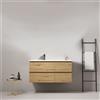 MedaHome Mobile bagno sospeso 100 cm Bruno Medio Lavabo a Sinistra in Ceramica Senza Specchio - Fiji Wood