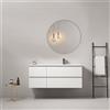 MedaHome Mobile bagno sospeso 120 cm Bianco Lavabo a Destra in Ceramica Specchio Tondo - Fiji Wood