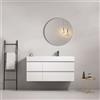 MedaHome Mobile bagno sospeso 120 cm Bianco Lavabo a Destra in Resina Specchio Tondo - Fiji Wood