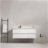 MedaHome Mobile bagno sospeso 120 cm Bianco Lavabo a Sinistra in Ceramica Senza Specchio - Fiji Wood