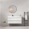 MedaHome Mobile bagno sospeso 120 cm Bianco Lavabo a Sinistra in Resina Specchio Tondo - Fiji Wood