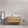MedaHome Mobile bagno sospeso 120 cm Bruno Medio Lavabo a Sinistra in Ceramica Senza Specchio - Fiji Wood