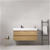 MedaHome Mobile bagno sospeso 120 cm Bruno Medio Lavabo a Sinistra in Resina Senza Specchio - Fiji Wood