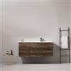MedaHome Mobile bagno sospeso 120 cm Bruno Scuro Lavabo a Sinistra in Ceramica Senza Specchio - Fiji Wood