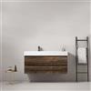 MedaHome Mobile bagno sospeso 120 cm Bruno Scuro Lavabo a Sinistra in Resina Senza Specchio - Fiji Wood