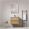 MedaHome Mobile bagno sospeso 60 cm Bruno Medio Lavabo in Ceramica Specchio Quadro - Fiji Wood