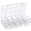 MumdoYAL 2 Pezzi Scatole Plastica con Coperchio, Scatola Porta Oggetti, Contenitore Plastica con Coperchio, con 15 Scomparti per Riporre Orecchini, Perline, Viti