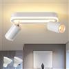 SANSHI Faretti da Soffitto Orientabili Interno LED 2 Luce,Faretti da Parete con Inferiore 15W+2x5W,GU10 Lampadario Faretti,Moderna Plafoniera Faretti Bianco Caldo 3000K per Cameretta Cucina,Bianco