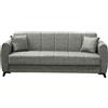 CAPALDO Divano Prontoletto 3 Posti 210x78x78 Delhi Mina 14 Grigio Chiaro
