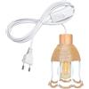 LQUNFYL 5M Cavo Lampadario a Sospensione con Spina, Legno E27 Portalampada con Interruttore, Include Bianco Forma del Fiore Corda Canapa Metallo Paralume, Lampada a Sospensione, DIY Lampade a parete