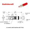 Switchcraft 763K, plug ROSSO alimentazione DC per prese 2,1mm, d: 5,5mm, L: 9,5mm (per jack 722)