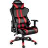 TecTake® Poltrona da Ufficio con Poggiatesta, Braccioli, Schienale Regolabile, Sedia Ufficio Ergonomica con Imbottitura Extra Spessa e Supporto Lombare, Girevole a 360° - Nero/Rosso
