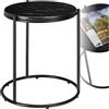 TecTake® tavolino salotto in marmo, base in metallo, tavolino da caffè, tavolo basso rotondo, tavolino basso in marmo moderno per salotto, soggiorno,metallo, design, tavolo da balcone - Nero/Nero