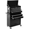 TecTake® Carrello Portautensili con Ruote, Porta Attrezzi Officina, Bauletto Estraibile Impilabile e Mobile, Portatutto - Nero