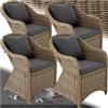 TecTake® Set Sedie Deluxe in Polyrattan, 4 Poltrone da Giardino con Telaio in Alluminio, Comodi Cuscini per Seduta e Schienale, Resistente alle Intemperie, Design Elegante - Naturale