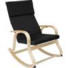 TecTake® Poltrona a Dondolo in Legno di Betulla per Arredamento Casa e Veranda, Sedia a Dondolo con Braccioli e Cuscino, Poltrona Dondolo Design Scandinavo, Capacità Fino a 150 kg - Nero
