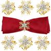 Andibro Anelli portatovaglioli natalizi con fiocco di neve, 6 pezzi, in metallo, con strass, con fibbia, decorazione per tavoli da pranzo di Natale, matrimoni, feste, tavolo (oro)