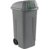 MobilPlastic Bidone mobile Cen Push 100Lt grigio c/coperchio verde per raccolta diff.