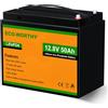 ECO-WORTHY 12V 50Ah Batteria LiFePO4 Litio Ferro Fosfato Ricaricabile con Oltre 3000 Volte Deep Cycle e Protezione BMS per Kit Pannello Solare, Famiglia, Trolling Motor