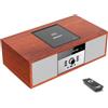 WISCENT Vintage Bluetooth Micro HiFi Systems - Impianto stereo per casa, lettore CD, con streaming audio Bluetooth, radio FM, porta USB, Aux-in, jack per cuffie