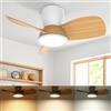 Ateroll Ventilatore da Soffitto con Luce, Ø76cm, Dimmerabile 3CCT (3000K-4000K-5000K), Ventilatore da Soffitto 1500LM Con Telecomando, 6 Velocità, Timer, Adatto per Camera da Letto (Legno-bianco)