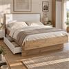 Composad | Letto della Linea MUNDI con Cassetto Contenitore, Letto King Size, (LxAxP) 193,50x211,10x98,10 cm, Colore Rovere Oak Mielato e Bianco laccato, Made in Italy