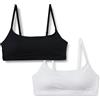 Amazon Essentials Bralette Regolabile con Scollo Rotondo in Jersey di Cotone Donna, Pacco da 2, Bronzo Lavato/Nero, XXS