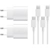 DBZYLN 2 Pezzi 25W Caricatore USB C Rapido Caricabatterie per Samsung Galaxy S24, S23, S22 Ultra, S21, S20, A54, A53, A14, Fold5/4, Flip 5/4, Note10 Rapida USB C Carica Alimentatore Presa con Cavo - Bianco