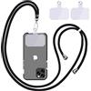 Linkbro Collana per cellulare universale, cordino per cellulare, telefono universale intorno al collo con cordino per cellulare, regolabile e rimovibile., 1 nero chiaro, Hand washable and machine washable