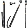 Wiseten Bastone per selfie invisibile, 3 m, 300 cm, per Insta 360 X5 X4 X3 X6 DJI | Bastone per selfie lungo in fibra di carbonio, monopiede con adattatore per GoPro Hero 13, 12, 11, 10, 9, nero, oro