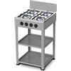Avilia - Piano Cottura 4 Fuochi Gas per Esterno con Struttura Resistente in Metallo, Ripiani Laterali in Acciaio, Collegamento Bombola GPL, Ideale per Campeggio e Grigliate (Grigio)