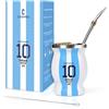 Cuopru Argentina Captain No.10 Yerba Mate Zucca, a doppia parete in acciaio inox, isolamento sottovuoto, tazza per mantenere caldo/ghiaccio, caffè, acqua, tè e birra, con cannuccia Bombilla, spazzola per la