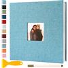 Semfalbuums Album Fotografico Autoadesivo 28x27 CM in Lino Album Portafoto Personalizzabile Scrapbook Photo Album Fotolibro Ricordi Nascita Matrimonio Travel Journal Guest Book, 40 Pagine Azzurro Chiaro