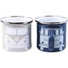 BRISA VW Collection - T1 Bus Pulmino Tazze Smaltate Set da 2 350 ml | Volkswagen Mug da Campeggio Set da 2, lamiera d'acciaio smaltata, confezione regalo, Stile Retrò, Blu/Grigio