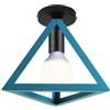 iDEGU Lampada da Soffitto Moderna a Forma di Gabbia Triangolo Geometrico Plafoniera Vintage E27 illuminazione per Camera da Letto, Soggiorno, Ristorante, 25cm, Blu