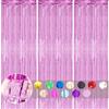 COSORO 3 pezzi Tenda Metallica con Frange Rosa, 1m x 2m Scintillanti Foil Tenda Shimmer Brillanti Decorazione Compleanno Sfondo Foto, per Decorazione Porta Finestre, Disco, Matrimonio Scintillante, Casa
