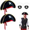 SAIIURV 4 Pezzi Accessori per Costume da Pirata, Cappello Pirata e Teschio Benda Occhi, Pirata Accessori, Accessorio per costumi per bambine e bambini per Carnevale Carnevale