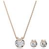Swarovski Bella V Set Collana Pendente e Orecchini, con Pavé di Cristalli Cry, Taglio Round, Chiusura a Moschettone, Placcatura in Tonalità Oro Rosa, 38-43 cm, 1,3 x 1,1 cm, 1 x 0,8 cm