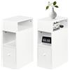 HUOLE Comodino stretto - Set di 2 con 1 cassetto, tavolino da pranzo, mobile da notte, cassettiera da notte adatta a tutti i letti e camere da letto, 25 x 30 x 66 cm (2 pezzi) bianco caldo