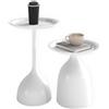 Ginhow Set di 2 tavolini da salotto, rotondi, colore bianco, design moderno, tavolino da caffè bianco con bordo del tavolo, tavolo da caffè (diametro 40 x 60 cm e diametro 40 x 42 h)
